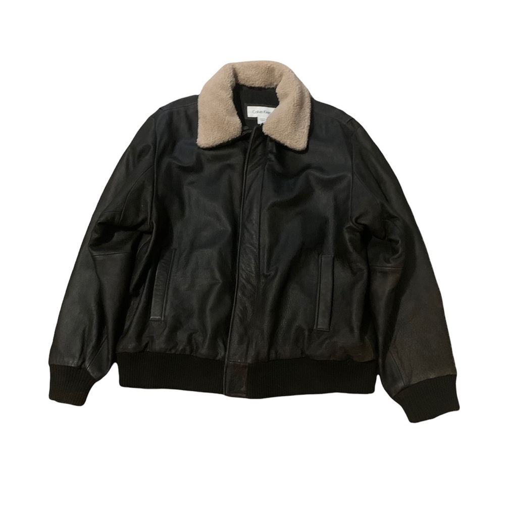 CALVIN KLEIN | men’s genuine leather jacket size large NWT